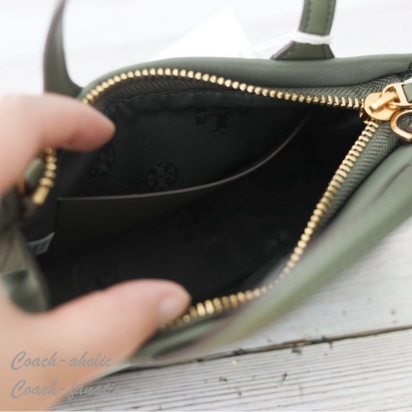 NWT Tory Burch Ella Nylon Mini Tote Crossbody Bag Purse in Palm Leaf Green - Picture 9 of 10